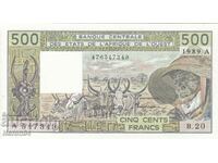 500 francs 1989, Ivory Coast