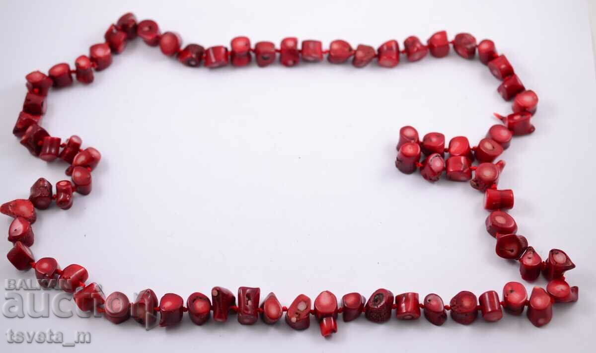 Necklace, necklace natural stone red coral 148 g.