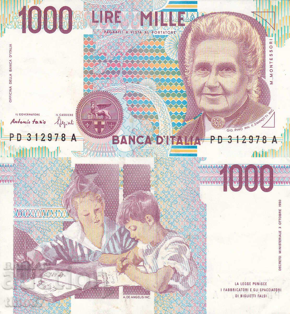 tino37 - ITALIA - 1000 LIRE - 1990 - VF+