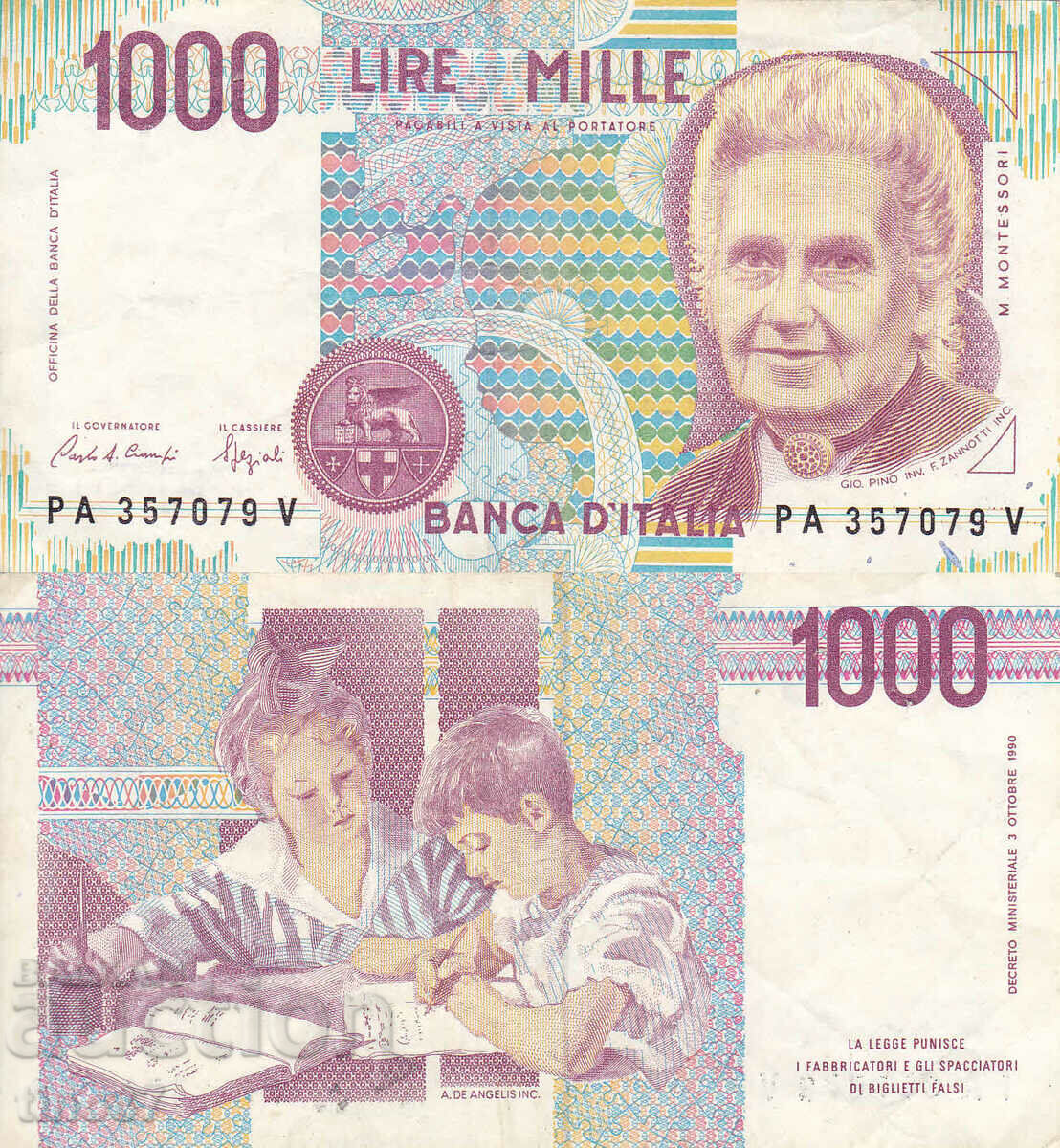 tino37- ITALY - 1000 LIRES - 1990