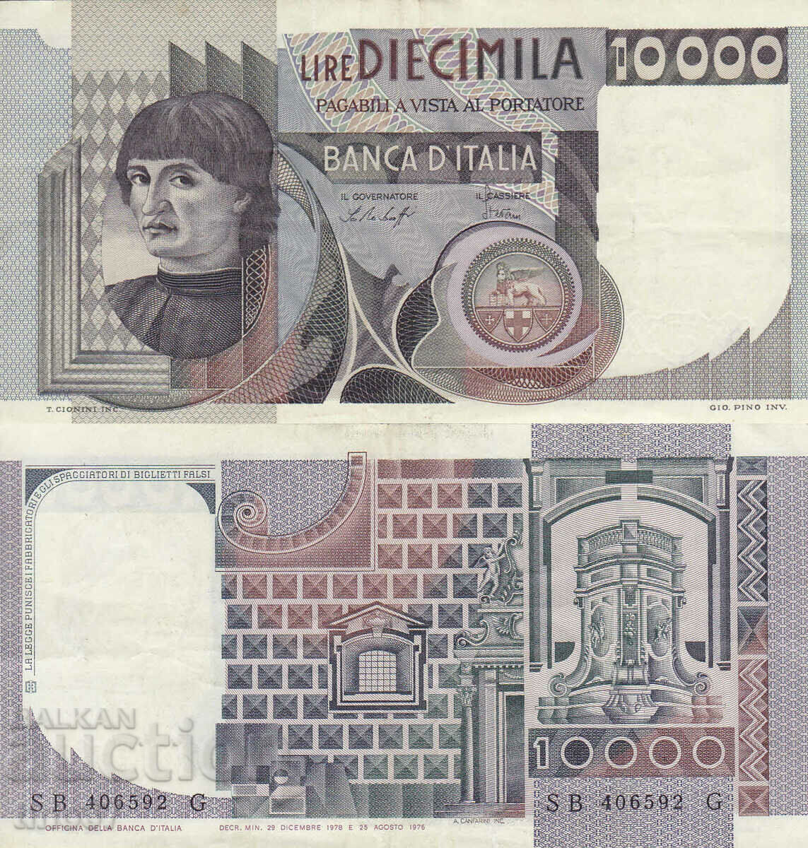 tino37- ITALY - 10000 LIRES - 1978 - VF++