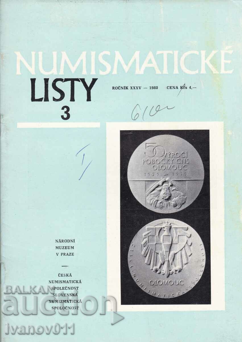 CEHOSLOVACIA - REVISTA NUMISMATICĂ - 1980 Nr. 3