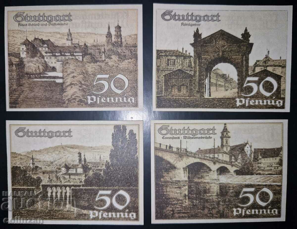 Notgeld Stuttgart Set 4 bancnote