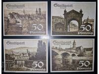 Notgeld Stuttgart Set 4 banknotes