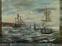 Oil painting - Seascape - Ships at sea