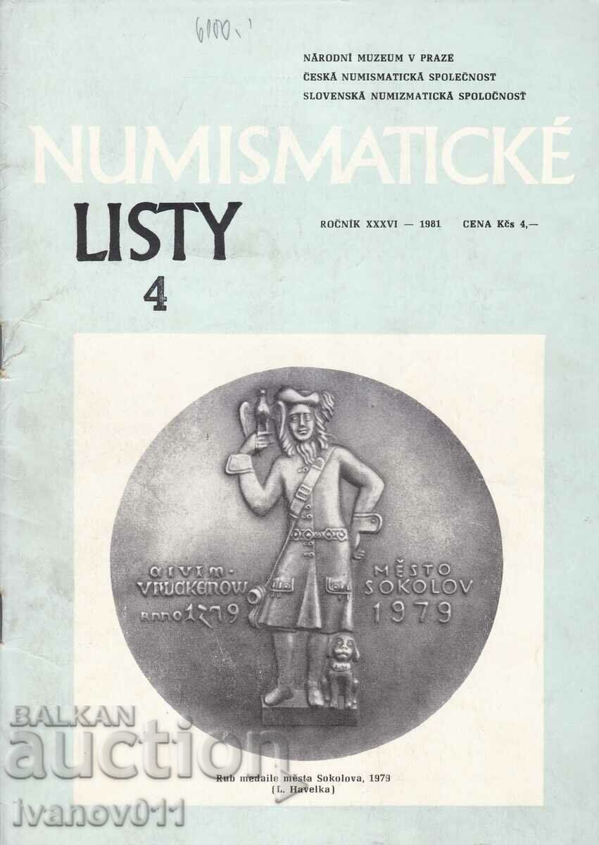 CEHOSLOVACIA - REVISTA NUMISMATICĂ - 1981 #4
