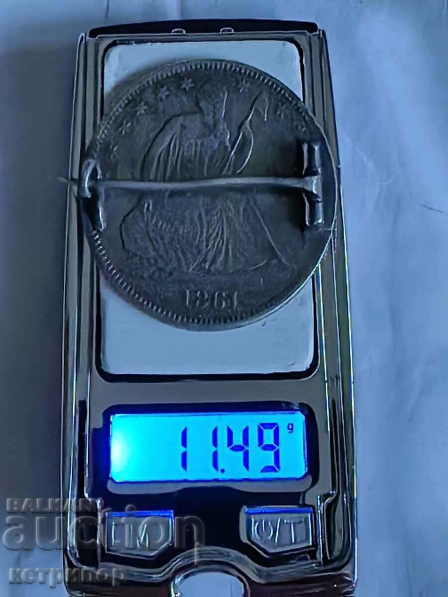 Auction US 1/2 Dollar 1861 Silver Badge Auction US 1/2 Dollar 1861 Silver Badge