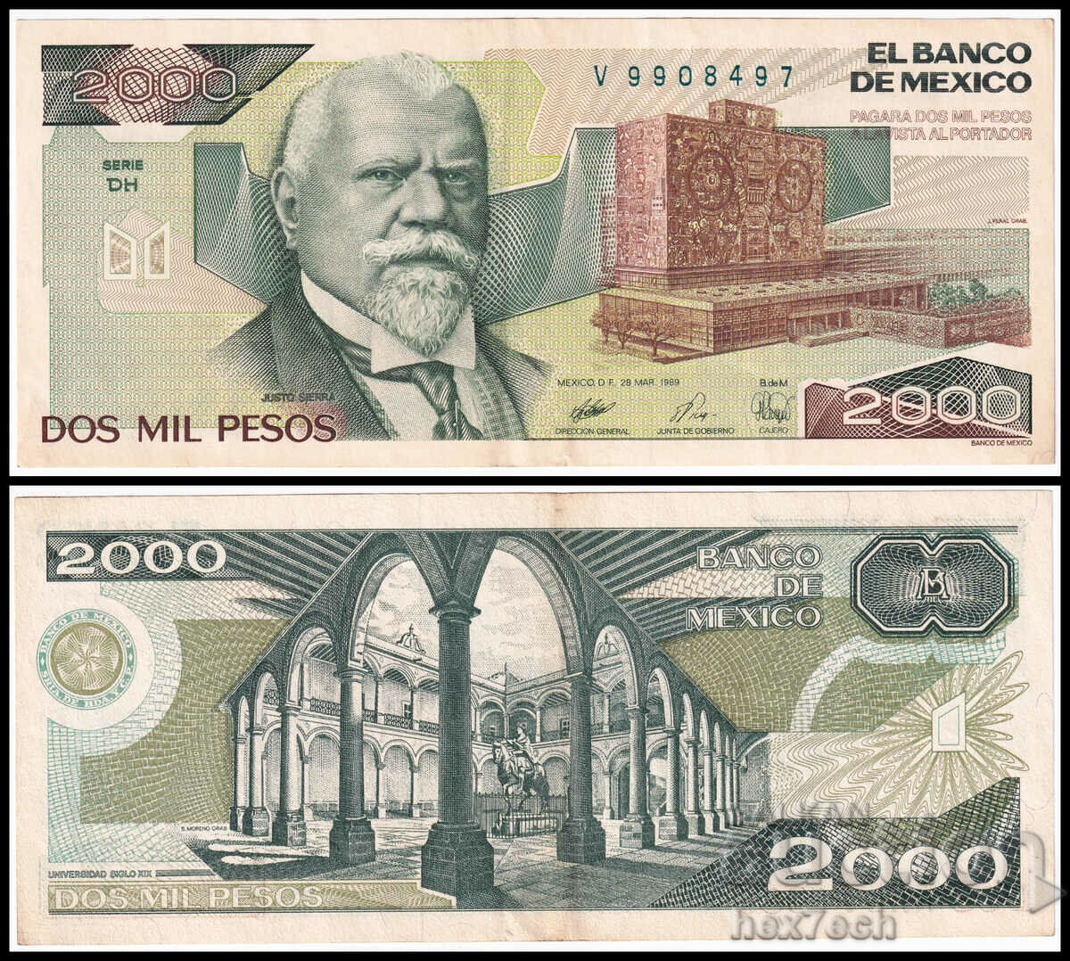 ❤️ ⭐ Mexico 1989 2000 pesos ⭐ ❤️
