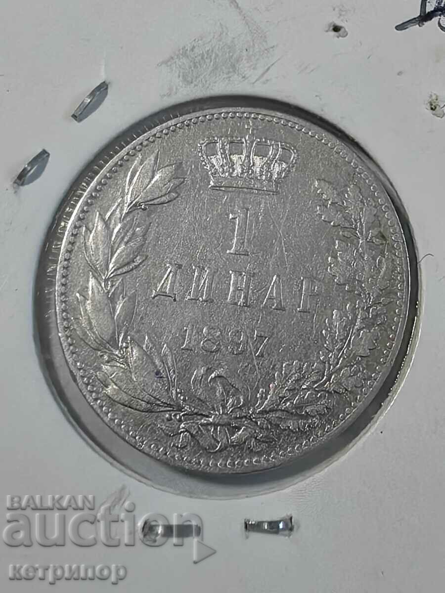 1 dinar 1897 Serbia argint 4,9 gr