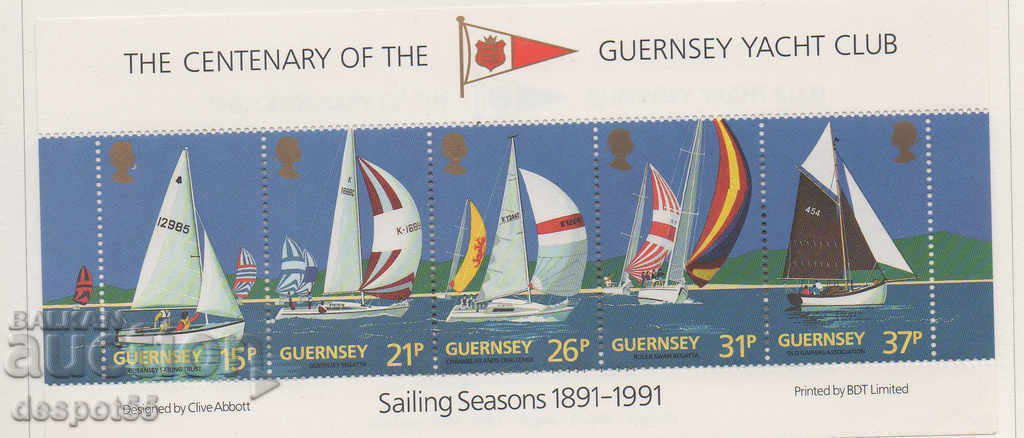 1991. Гуернсей. 100 -годишнината на яхт клуба „Гуернсей“.