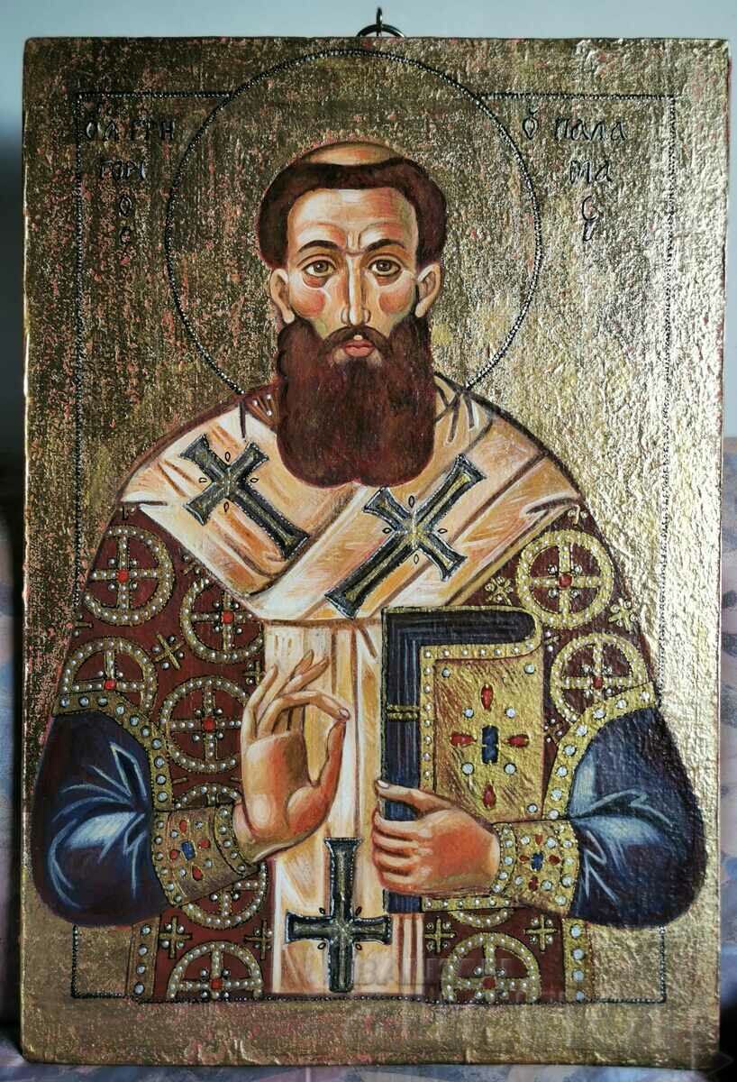 Св. Григорий Палама - Голяма икона, български зограф