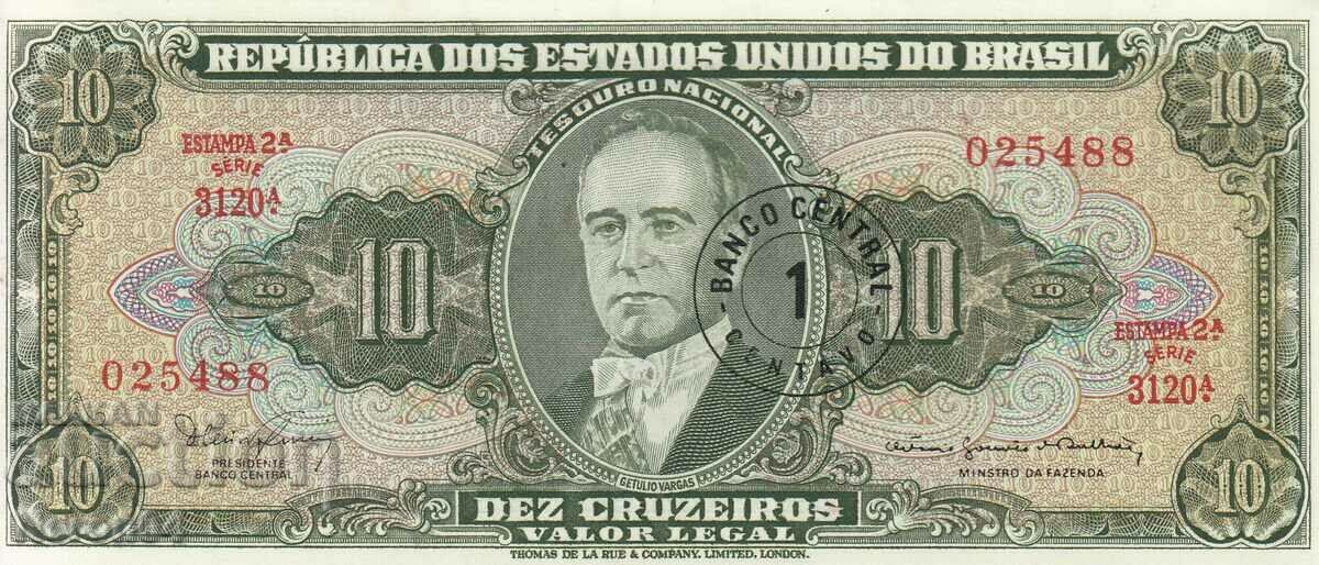 10 cruzeiros (overprint 1 centavo) 1966, Brazil