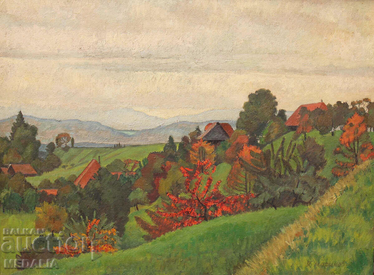 Yanko Marinov - "Landscape" - oil paints - signed