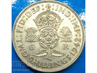 Великобритания 2 шилинга 1942 флорин сребро