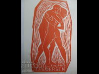 Exlibris Nud Erotic Frank Pedersen ORIGINAL