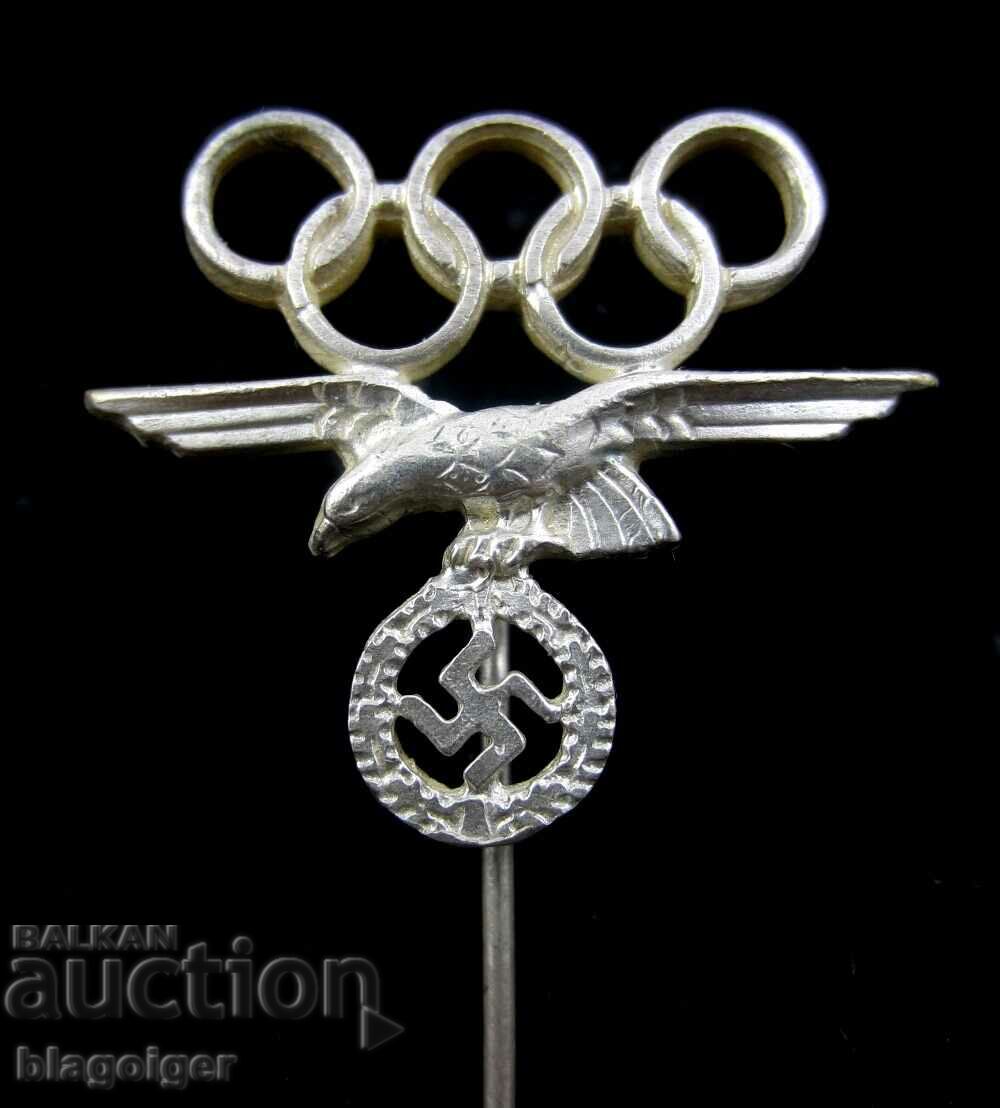 Insigna de argint-Silver-Olimpiade Berlin 1936-Swastika