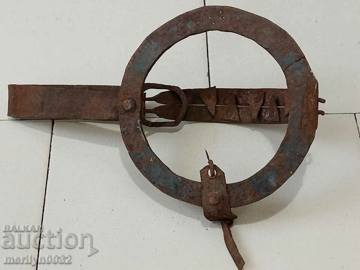 Παλιά σφυρήλατο χέρι παγίδα, σφυρήλατο σίδερο - 5 Παλιά σφυρήλατο χέρι παγίδα, σφυρήλατο σίδερο - 5