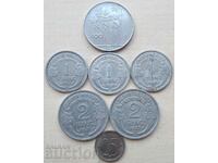 16452 Монети Франция Италия Белгия - ЛОТ 7 бр.