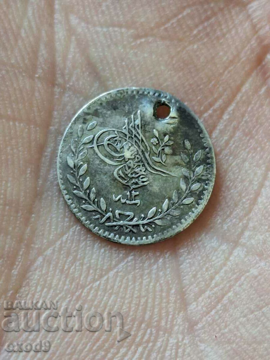 Monedă turcească de argint, otomană 20 Para 1255 / 12 RRR BZC!