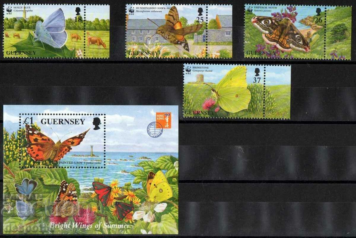 1997. Guernsey. Προστασία της Φύσης - Πεταλούδες + Μπλοκ.