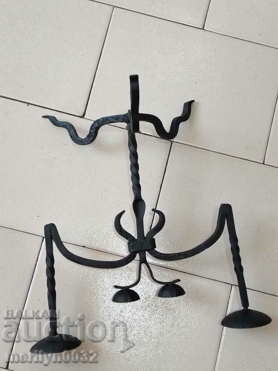 Auction Old wrought iron candlestick Auction Old wrought iron candlestick