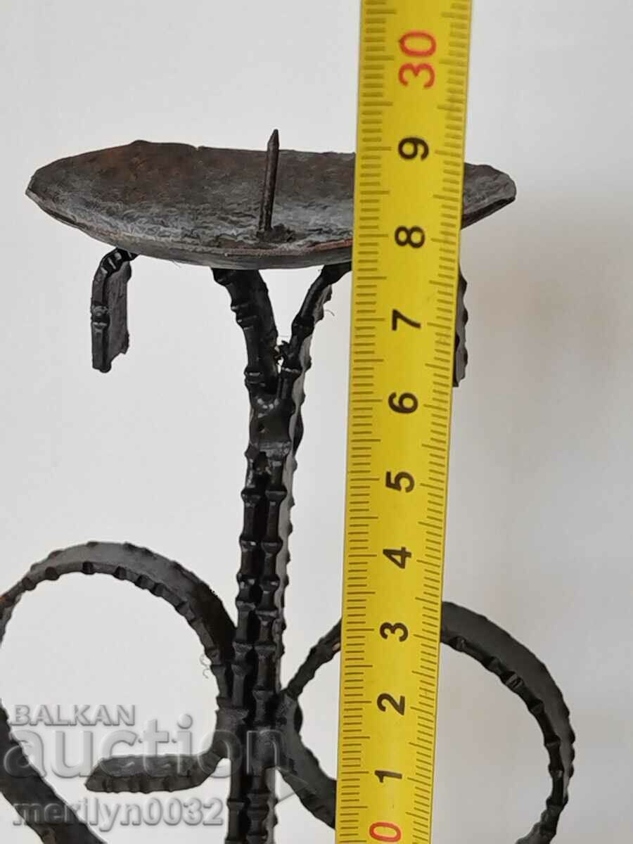 Auction Old wrought iron candlestick Auction Old wrought iron candlestick