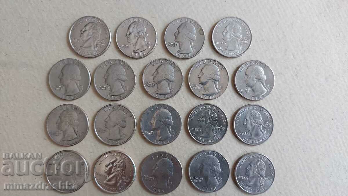 US quarter dollars, various years