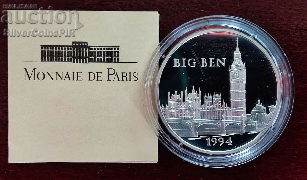 Silver 15 ECU 100 Franc Big Ben 1994 France