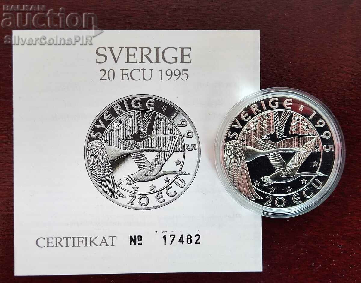 Сребро 20 Екю Карл Лин 1995 Швеция