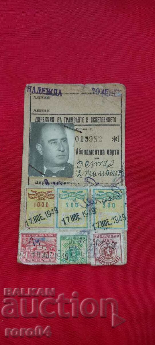 CARD DE ABONAMENT - 1949