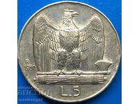 5 lire 1930 Italy Victor Emmanuel III silver
