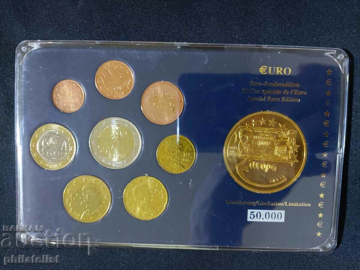 Гърция 2002-2006 - Евро сет от 1 цент до 2 евро + медал UNC