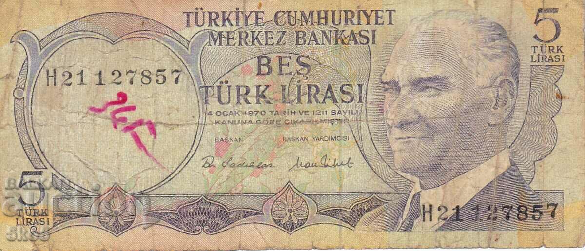 TURKEY - 5 LIRA 1970
