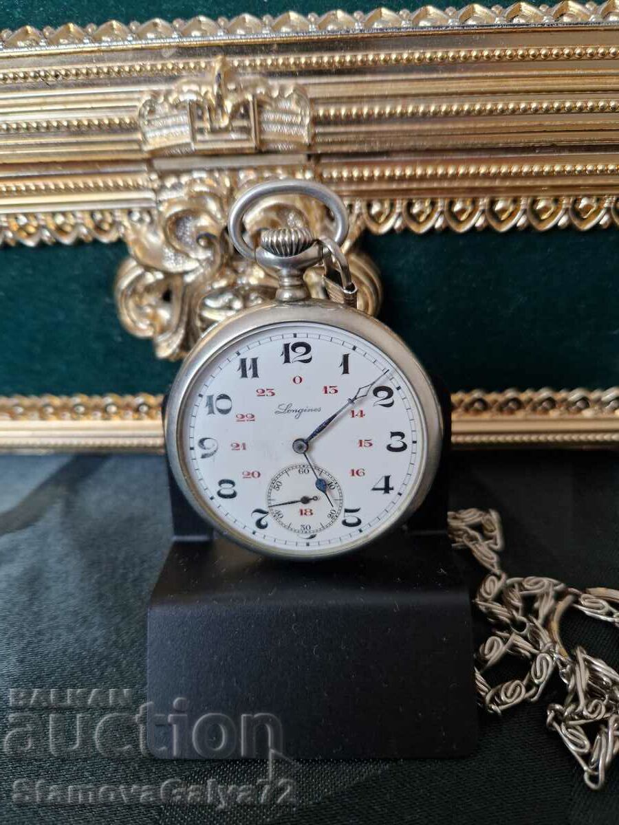 Антикварен колекционерски швейцарски джобен часовник Longine