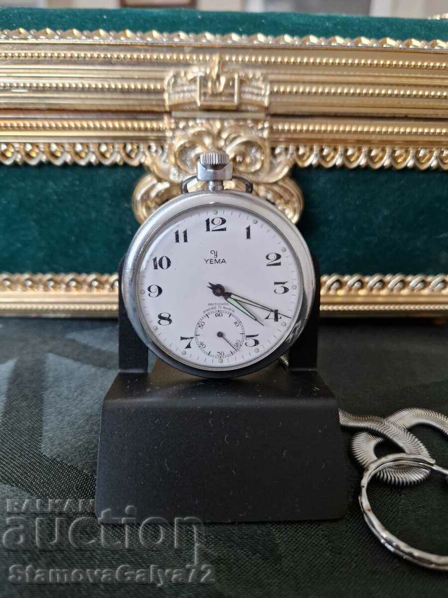 Прекрасен антикварен френски джобен часовник Yema