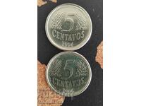 Монети Бразилия 5 сентавос, 1994-1996 - 2 бр.