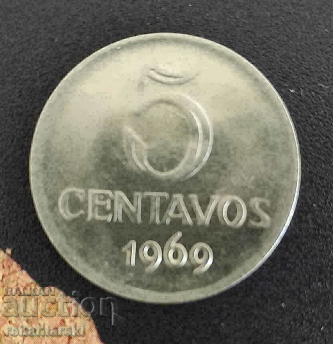 Monede Brazilia 5 centavos, 1969 - 2 buc.