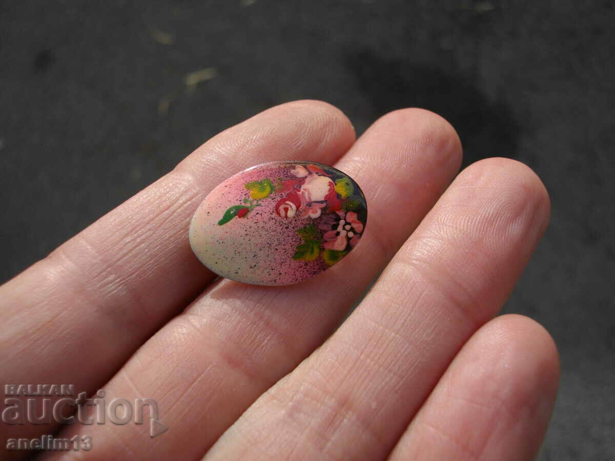 OLD HAND PAINTED BROOCH