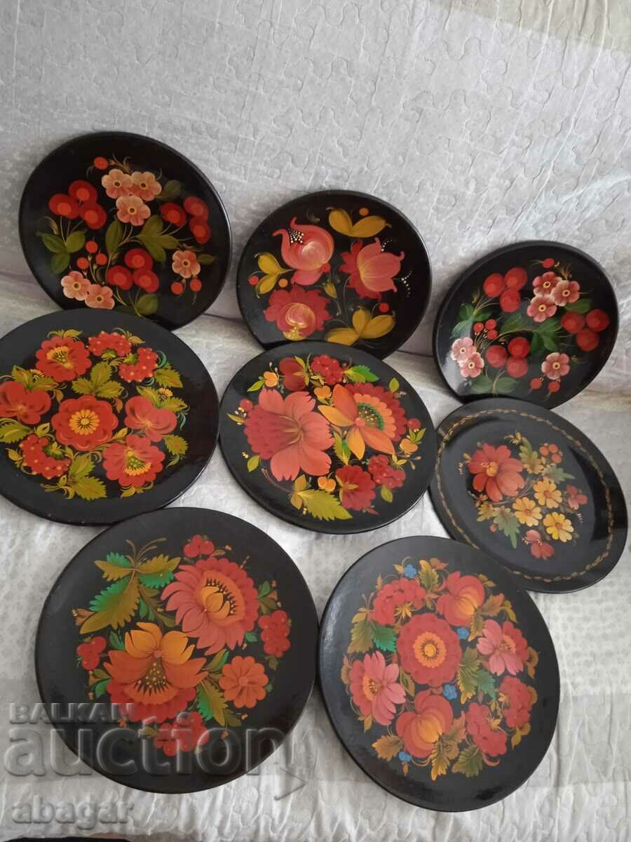 Hand painted wooden wall plates