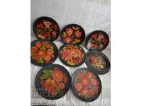 Set of hand painted wooden wall plates