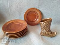 Bulgarian saucers and a Russian boot. Porcelain
