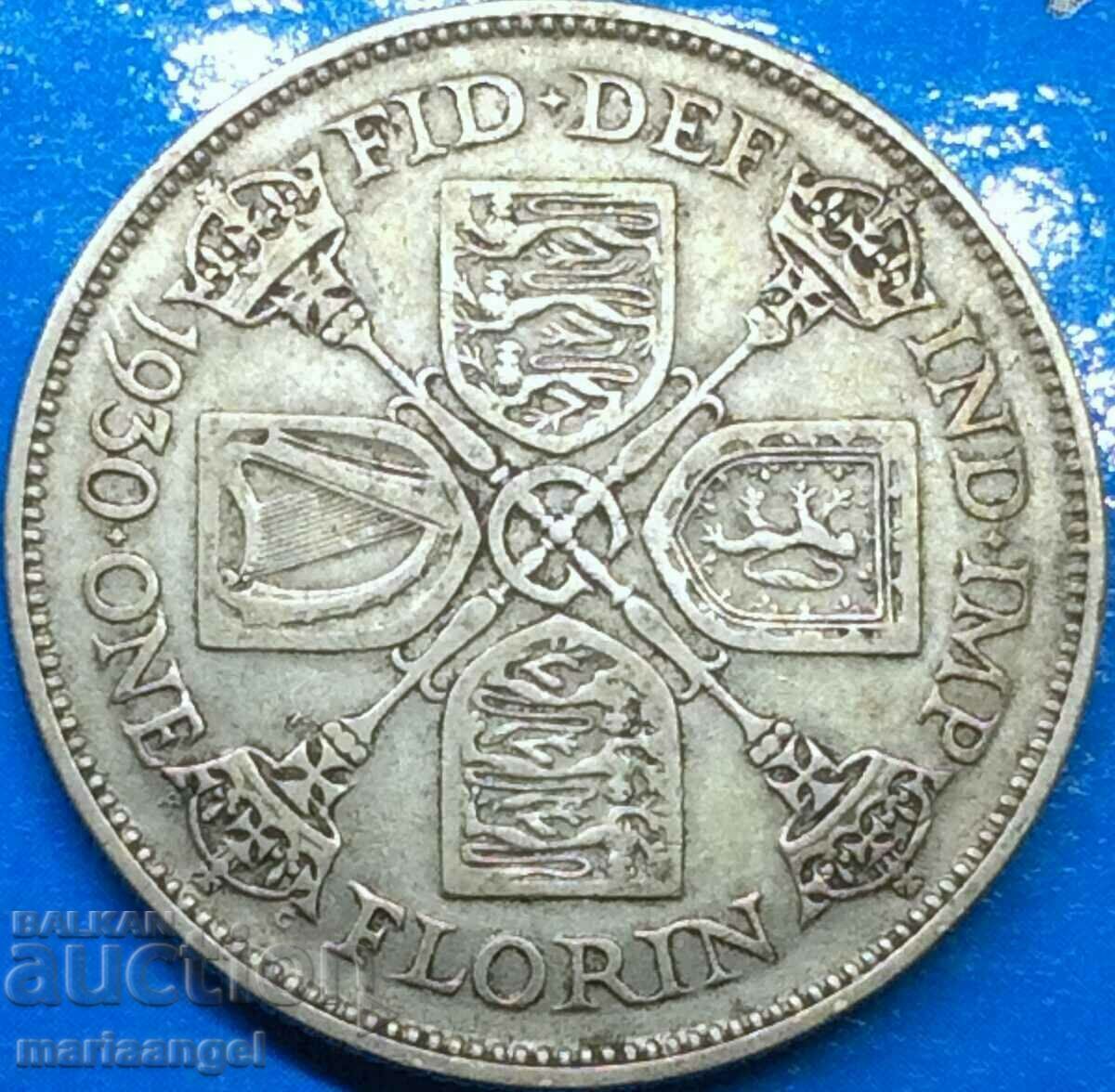 Великобритания 1 флорин 1930 Джордж  VI  голямо сребро