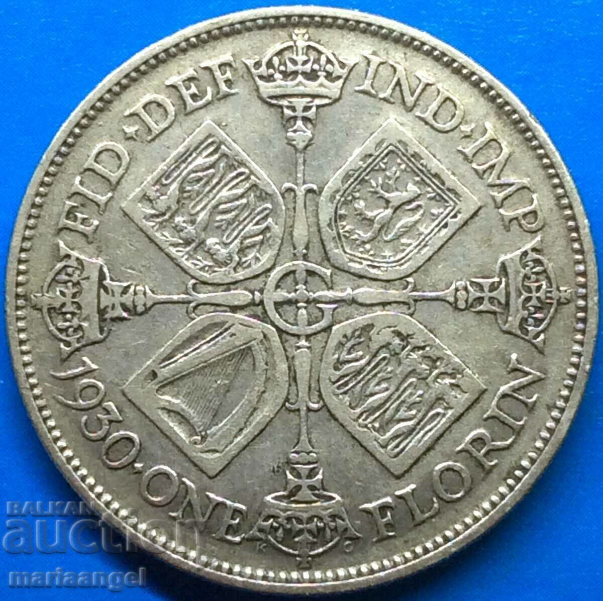 Marea Britanie 1 Florin 1930 George V Mare Argint