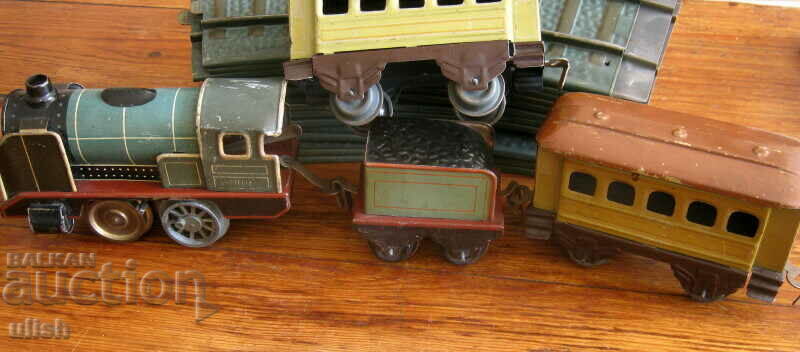 Tin Czech train Stella train set + 12 rails