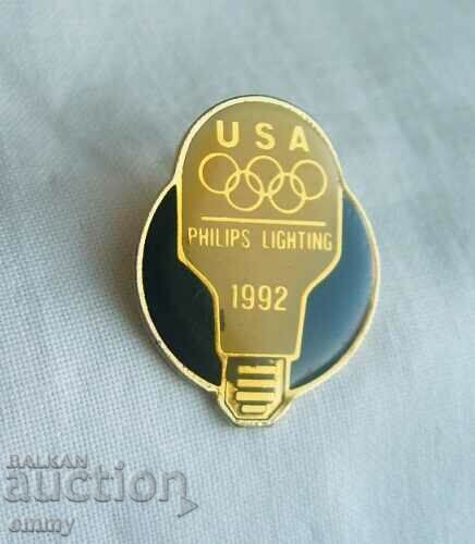 Insigna Olimpică SUA 1992 - Sponsor Philips Lighting