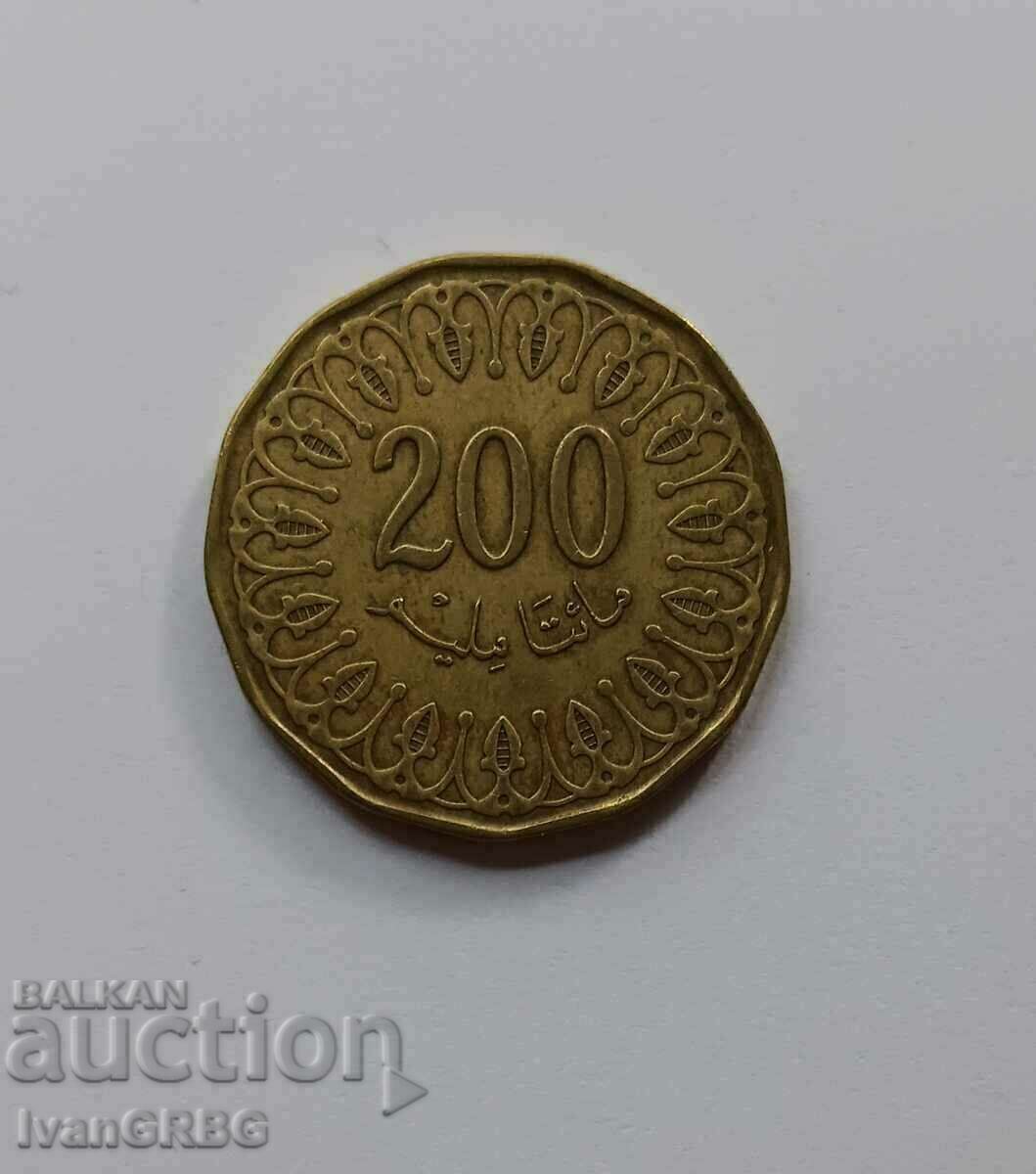 200 Millim Tunis 2020 200 Millim Tunis RARE Arabic coin