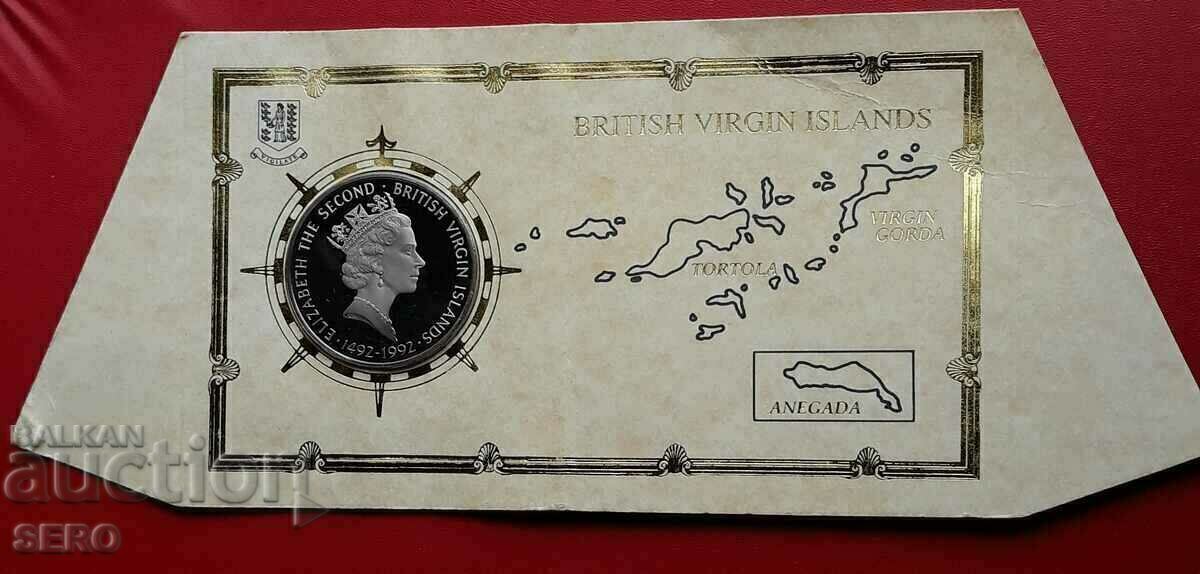 Британски Вирджински острови-1 долар 1992 сложен в картон
