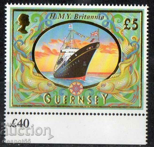 1998. Гуернсей. „HMY Британия“ - позлатени орнаменти.