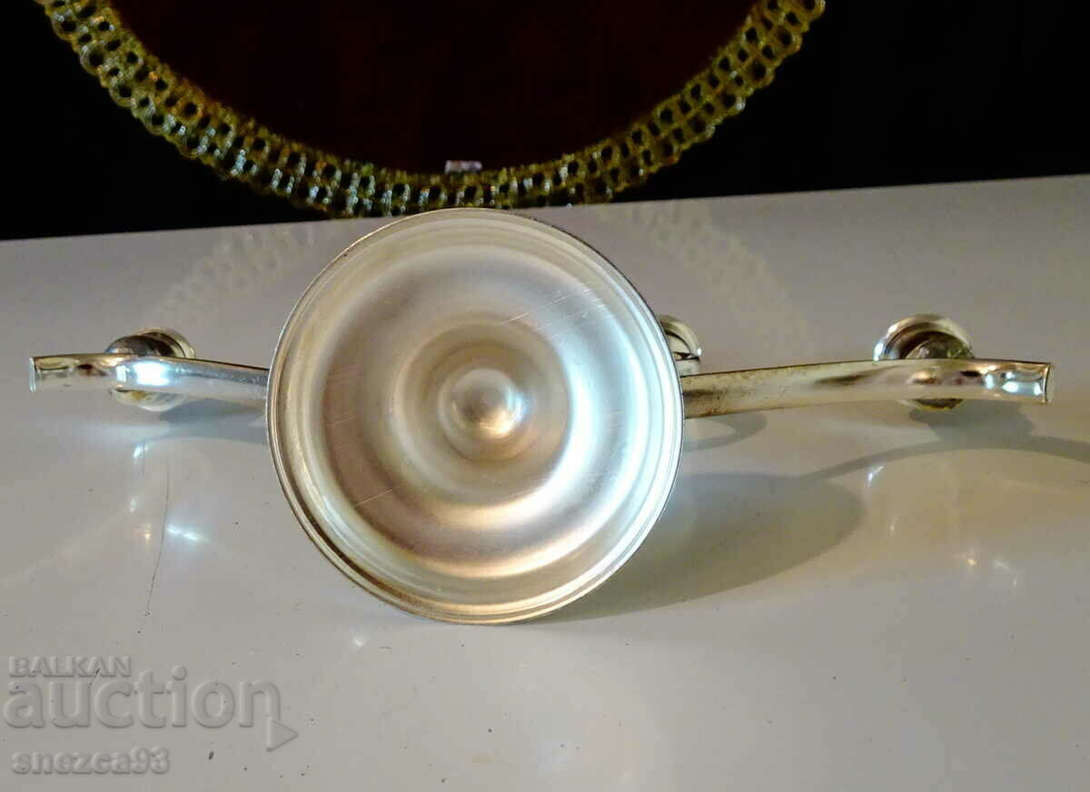 Auction  Silver-plated candlestick four, heart.