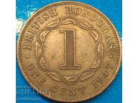 1 цент 1947 Британски Хондурас Джордж VI бронз - рядка